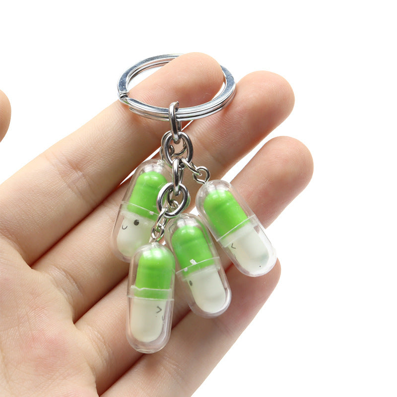 Wholesale Acrylic Cute Smiley Face Capsule Pendant Keychain